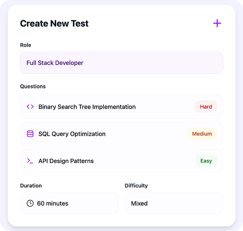 Test Builder interface