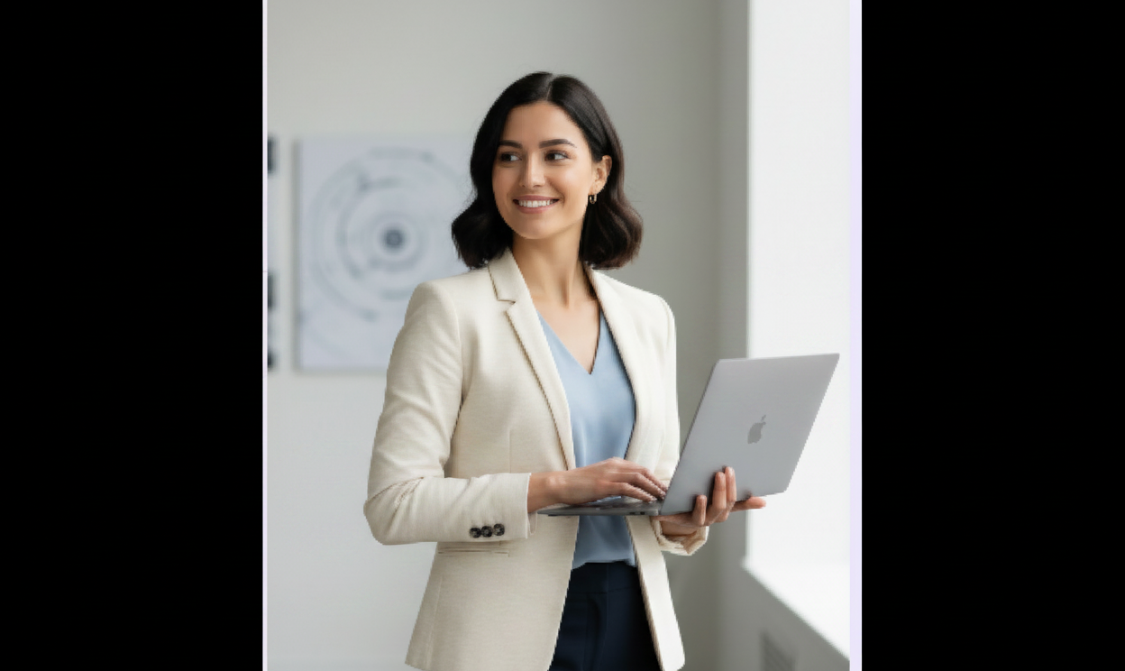 Candidate holding a laptop