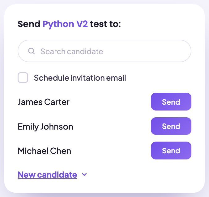 Send tests to multiple candidates
